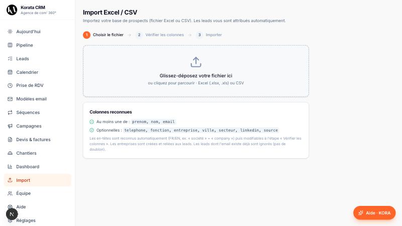 Import en un clic d'un fichier Excel ou CSV dans BATISO